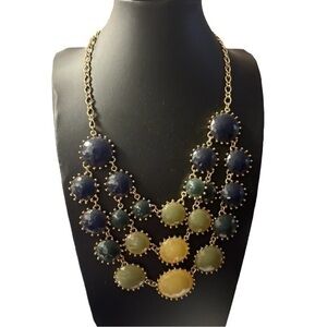 Vintage Triple Layer Jeweled Bubble Bib Statement Necklace